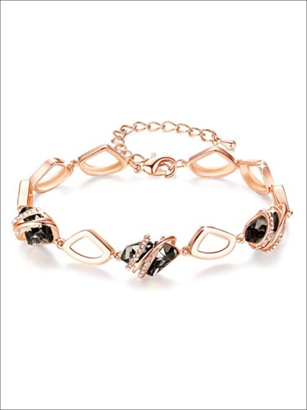 Wish Stone Link Charm Bracelet with Birthstone Crystals, 18K Rose Gold Plated